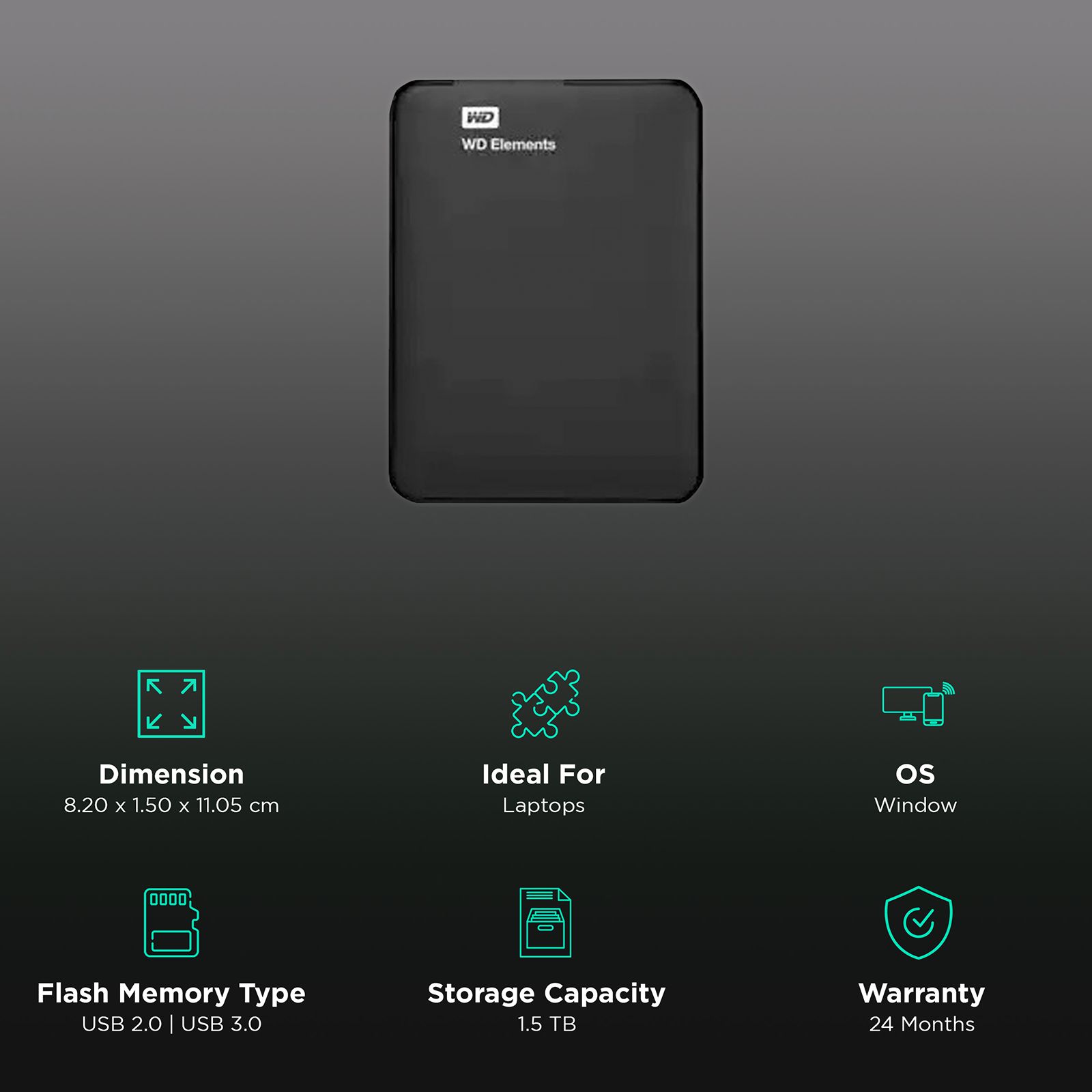 Buy WD Elements 1.5 TB USB 3.0 & USB 2.0 Hard Disk Drive (Shock ...